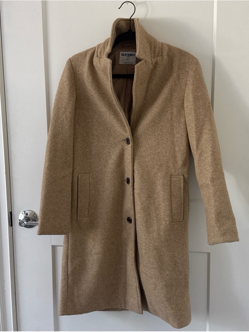 Old Navy Tan Single-Breasted Wool-Blend Trench Coat